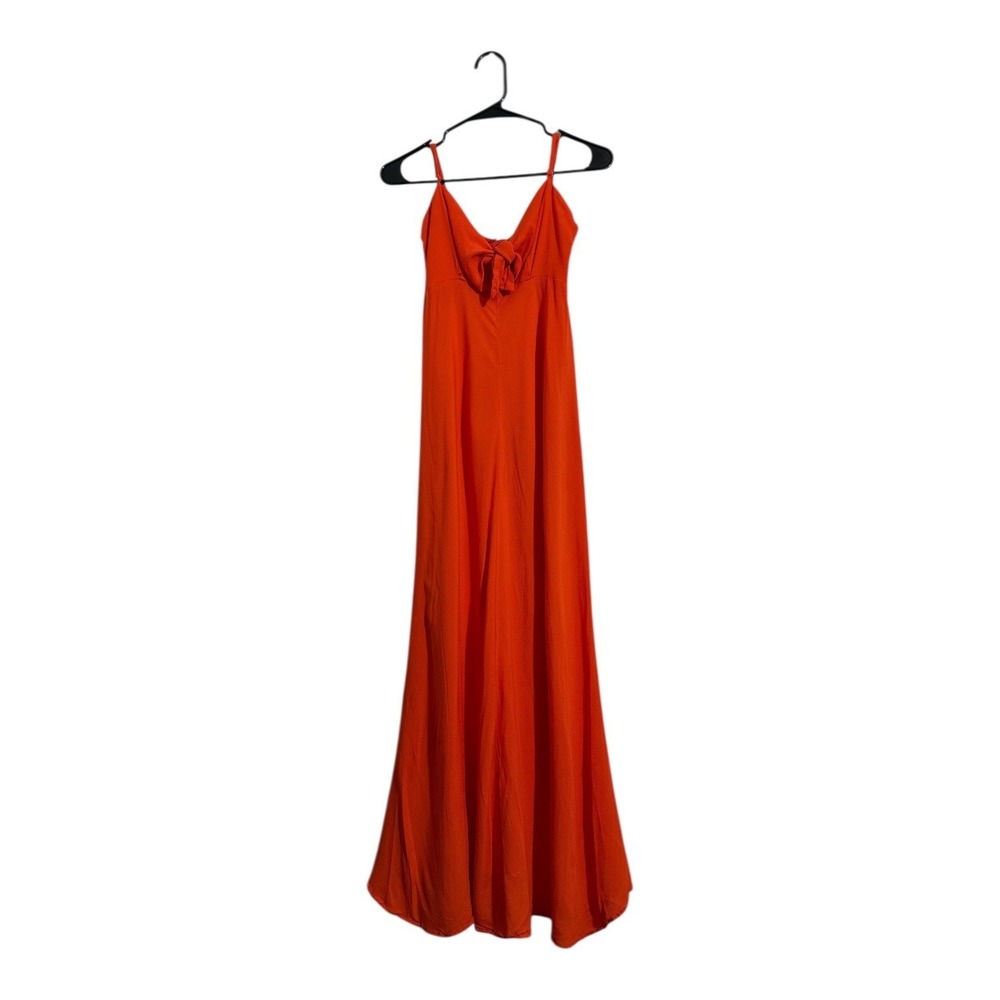 Lilyful Boho Sun Dress Orange Tie Front Maxi Dress Spaghetti Strap‎ Rayon Medium